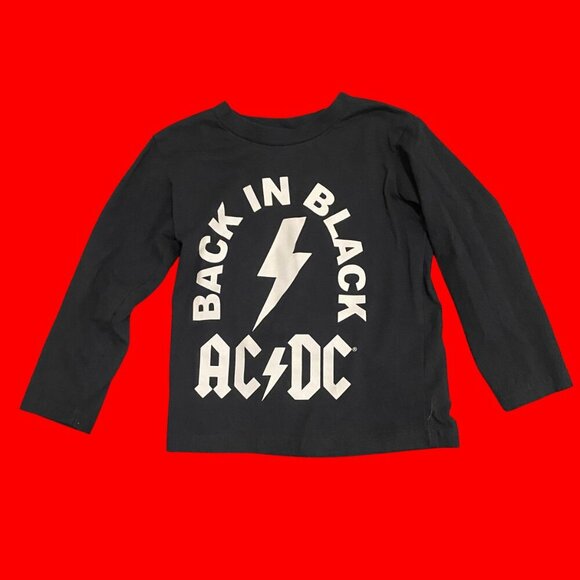 AC/DC "Back In Black" Kids Long Sleeve Band Tee Black Size 3T Rock Graphic Shirt - Picture 2 of 6